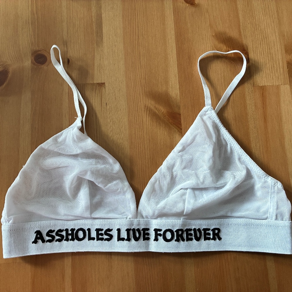 Assholes Live Forever White Bralette
